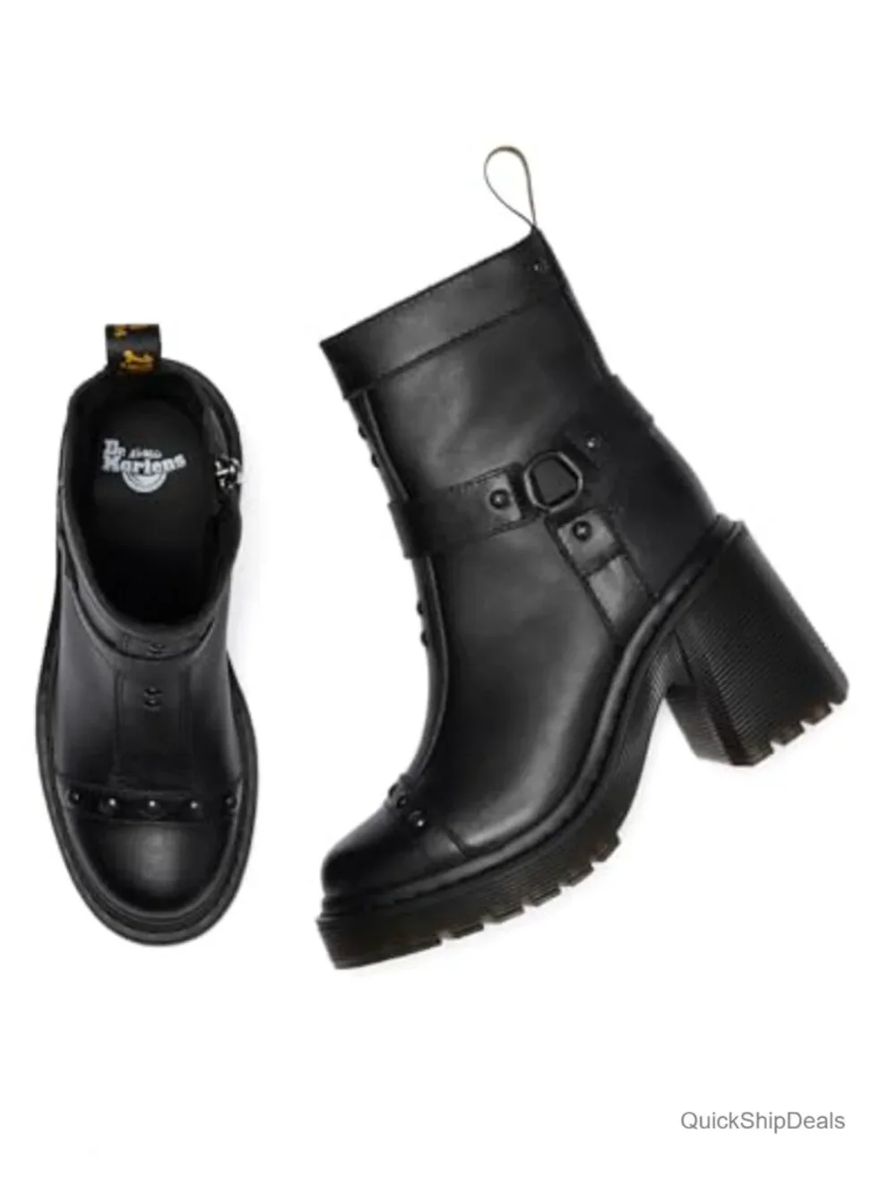 Leather Chelsea Boots with Flare Heel Ankle Zip